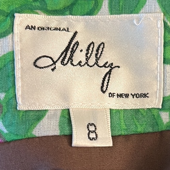 Milly of New York Brown Woven Textured Gold Button Detail Pencil Skirt - 8 - Picture 10 of 13